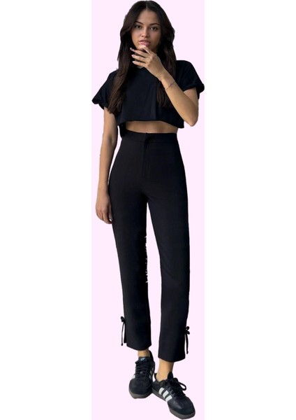 Kadın Regular Boy Pantolon Fiyonk Detaylı Yüksek Bel Günlük Kullanım Yaz Aylarının Vazgeçilmezi fiyatları