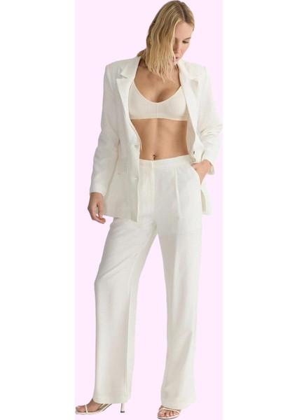 Kadın Pamuk Straight Pantolon Geniş Paça Günlük Kullanım Için Hafta Sonu Dayanıklı Malzeme