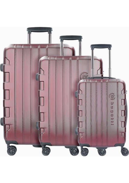 Bugattı Galatea 3'lü Kırmızı Sert Kabuklu Valiz Seti 4 Tekerlekli Tsa Kilitli