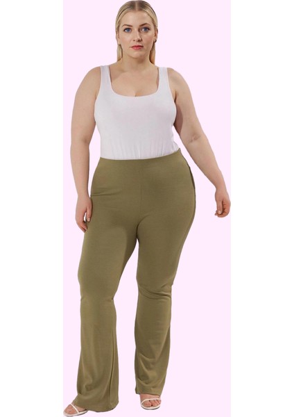 Kadın Büyük Beden Örme Pantolon Ispanyol Paça Flare Günlük Şıklık Yaz Aylarının Vazgeçilmezi fiyatları