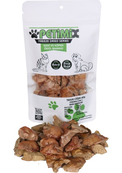 Freeze Dried Tavuk Ciğer 40G Barf Kedi Ödül Maması