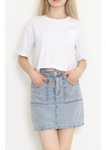 Cepli Yırtmaçlı Tişört Beyaz - 41008.1567. modelleri