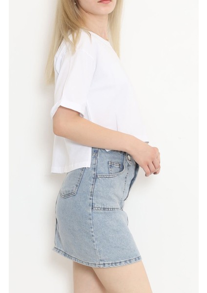 Cepli Yırtmaçlı Tişört Beyaz - 41008.1567. indirimleri