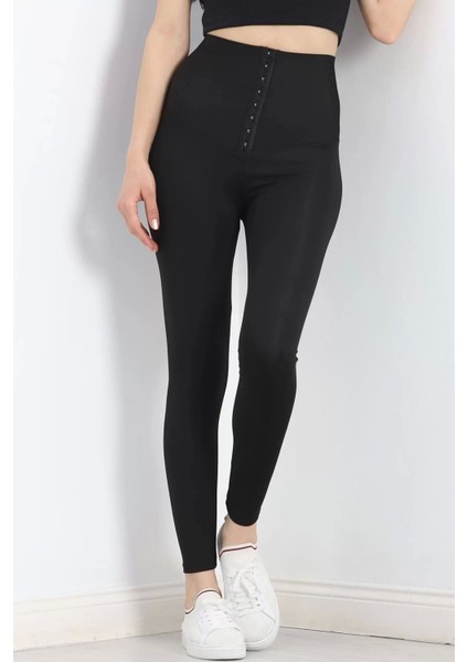 Agraflı Yüksel Bel Tayt Siyah fırsatları