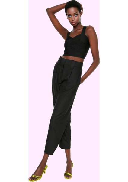 Kadın Poliviskon Dokuma Pantolon Renk Regular Boy Havuç Kalıp Günlük Stil Kaliteli Malzeme