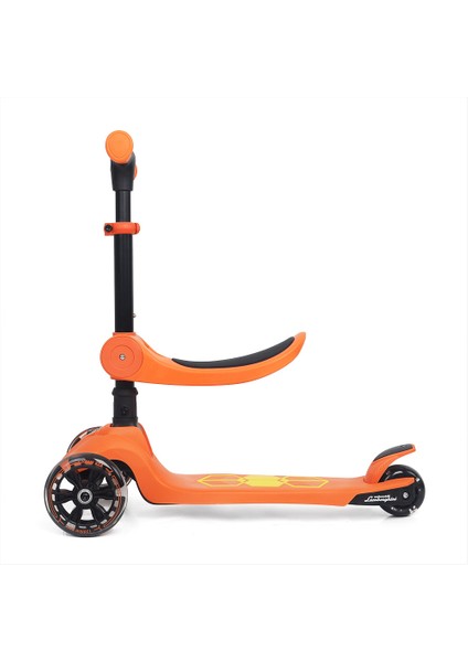 Lisanslı L5 2in1 Katlanabilir Oturaklı Işıklı 3 Tekerlekli Çocuk Scooter Turuncu fırsatları