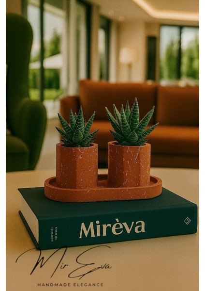 🪴 3’lü Modern Dekoratif Saksı Seti – Taş Tozu El Yapımı – Farklı Renk Seçenekli