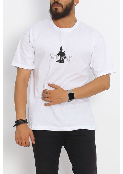 Gıronda Ön Arka Baskılı Erkek Tişört Beyaz - 20031.1567. fiyatları