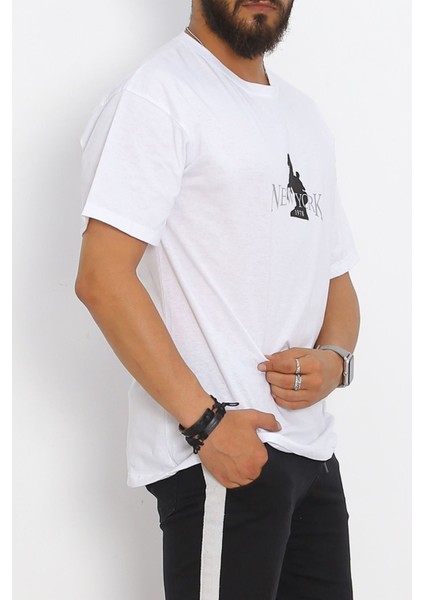 Gıronda Ön Arka Baskılı Erkek Tişört Beyaz - 20031.1567. fırsatları