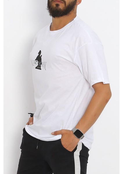 Gıronda Ön Arka Baskılı Erkek Tişört Beyaz - 20031.1567.