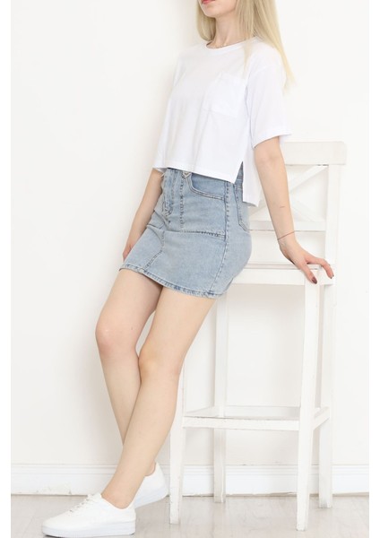 Cepli Yırtmaçlı Tişört Beyaz - 41008.1567. fiyatları