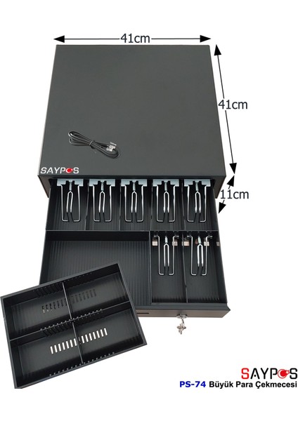 12V Fiş Yazıcılarla Uyumlu Pc Pos Satış Sistemleri ile Bağlantılı Açılır Para Çekmecesi 41X41X11CM modelleri