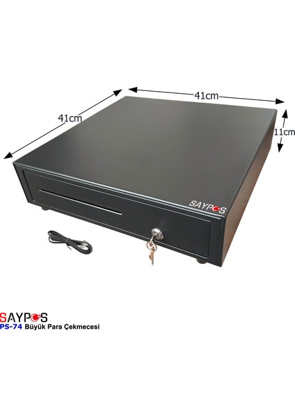 12V Fiş Yazıcılarla Uyumlu Pc Pos Satış Sistemleri ile Bağlantılı Açılır Para Çekmecesi 41X41X11CM