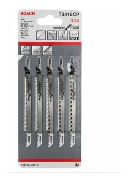 Bosch Dekupaj Testere Bıçağı Agzı T 301 Bcp 5'lı Hcs