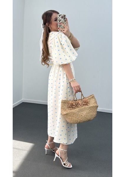 Türkan Puantiyeli Karpuz Kol Midi Elbise fırsatları