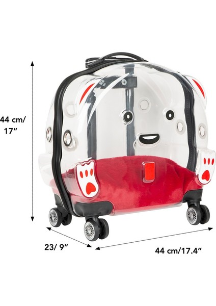 Ice Pet Tekerlekli Çekçekli Kedi Köpek Taşıma Valizi, 42X44 X23 Cm, Şeffaf fırsatları