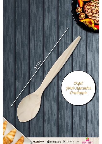Doğal Şimşir Ağacı Ahşap Tahta Kaşık Spatula Seti Ağaç Kaşık (3lü Set) modelleri