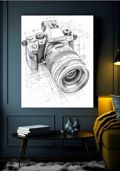 Kara Kalem Çizim Fotograf Mak. Kanvas Tablo Ev Duvar Salon Ofis Hediyelik Dekarasyon Ölçüseçiniz.