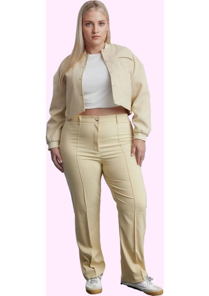 Kadın Düz Desenli Yüksek Bel Geniş Paça Pantolon Günlük ve Iş Hayatı Yaz Aylarının Vazgeçilmezi