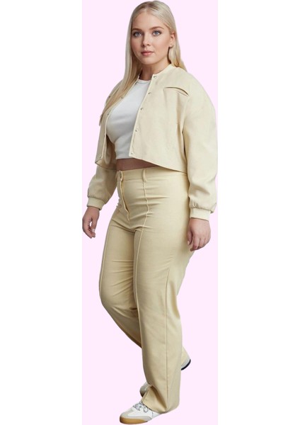 Kadın Düz Desenli Yüksek Bel Geniş Paça Pantolon Günlük ve Iş Hayatı Yaz Aylarının Vazgeçilmezi fiyatları