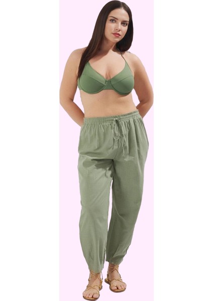 Kadın Pamuk Şalvar Pantolon Rahat Kesim Yüksek Bel Yazlık Plaj Günlük Kullanım Özel Günler