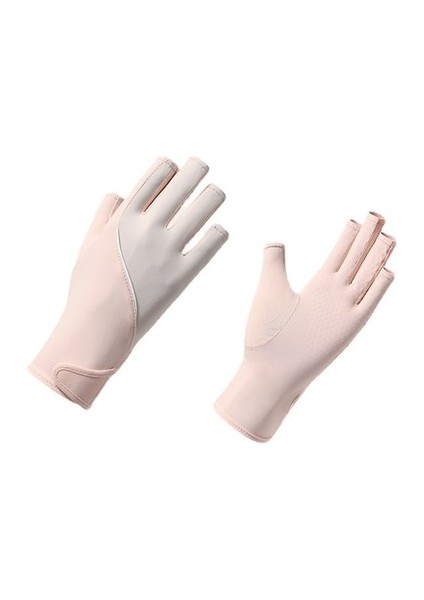 Buz Ipek Yarım Parmak Güneş Eldivenleri Yaz Uv Güneş Koruyucu Buz Hissi Dokunmatik Ekran Kaymaz (Yurt Dışından)