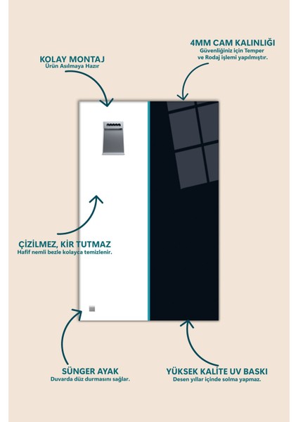 Soyut Minimal Çiçekli 2'li Cam Tablo Seti, Modern Ev ve Ofis Dekoru, Hediyelik Duvar Dekorasyonu indirimleri