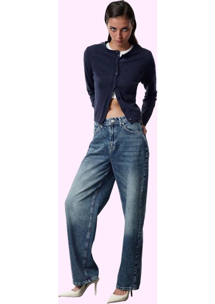 Kadın Barrel Jean Pantolon; Yüksek Bel Geniş Paça Pamuk Günlük Kullanım Yaz Aylarının Vazgeçilmezi