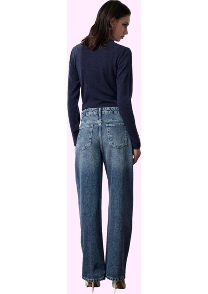 Kadın Barrel Jean Pantolon; Yüksek Bel Geniş Paça Pamuk Günlük Kullanım Yaz Aylarının Vazgeçilmezi modelleri