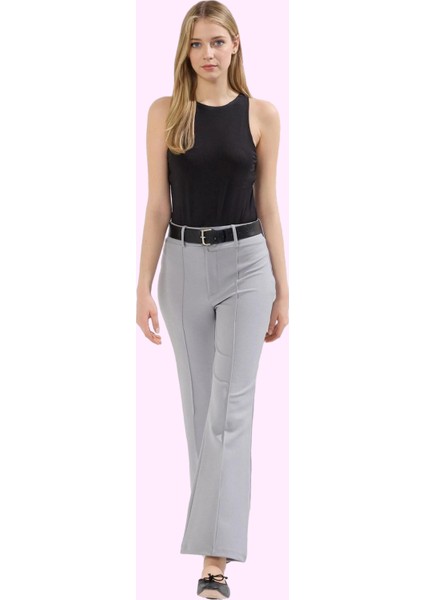 Kadın Düz Desen Geniş Paça Pantolon Yüksek Bel Beli Lastikli Rahat Günlük Kombin Hafta Sonu fiyatları