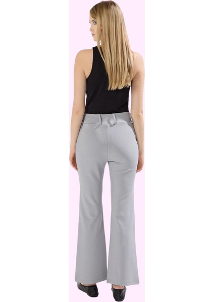 Kadın Düz Desen Geniş Paça Pantolon Yüksek Bel Beli Lastikli Rahat Günlük Kombin Hafta Sonu modelleri