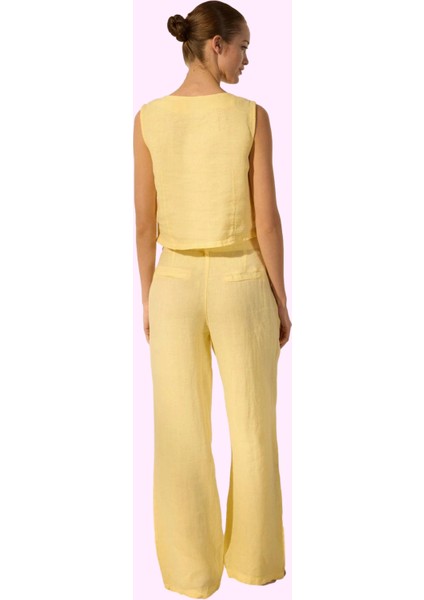 Kadın Keten Pantolon; Renk Yüksek Bel Wide Leg Dokuma Kumaş Günlük Stil Yaz Aylarının Vazgeçilmezi modelleri