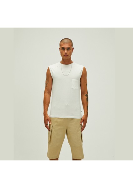 22.01.23.002_Tribe Tank-Top Düz Yaka Normal Kalıp Düz Kırık Beyaz Erkek Atlet fırsatları
