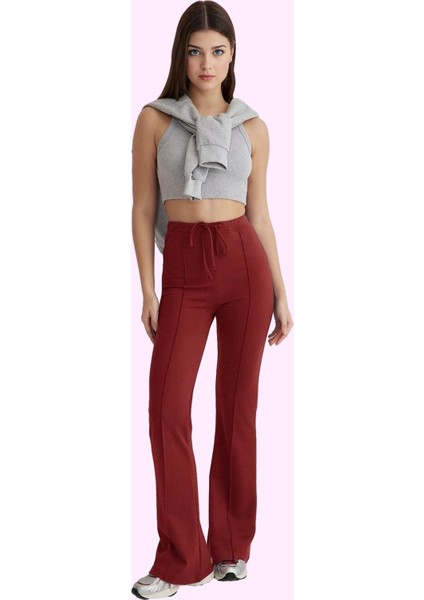 Kadın Yüksek Bel Interlok Pantolon Geniş Paça Casual Günlük Stiller Yaz Aylarının Vazgeçilmezi