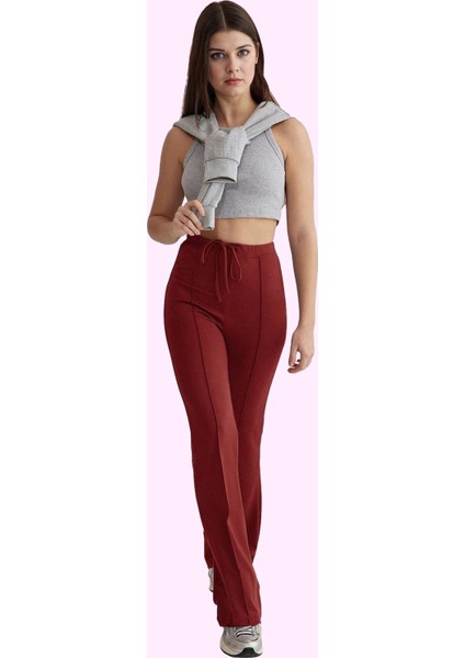 Kadın Yüksek Bel Interlok Pantolon Geniş Paça Casual Günlük Stiller Yaz Aylarının Vazgeçilmezi fiyatları