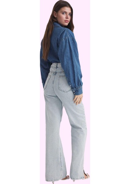 Kadın Denim Yüksek Bel Wide Leg Pantolon Pamuk Günlük ve Iş Hayatı Yaz Aylarının Vazgeçilmezi modelleri