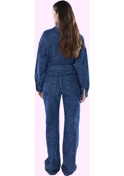Kadın Zebra Desenli Wide Leg Jean Pantolon Pamuk Casual Stil Günlük Kullanım Modern Tasarım modelleri