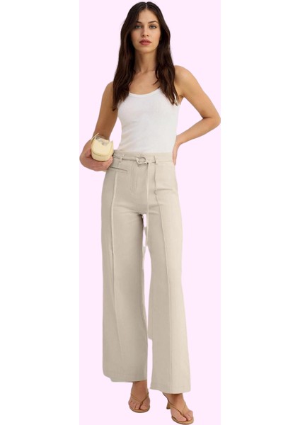 Kadın Gabardin Pantolon Yüksek Bel Geniş Paça Pamuk Yazlık Günlük Kullanım Kaliteli Malzeme fiyatları