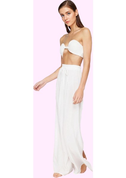 Kadın Relaxed Fit Yüksek Bel Pantolon Yazlık Geniş Paça Plaj Şıklığı Yaz Aylarının Vazgeçilmezi