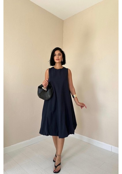Lacivert Comfort Balon Elbise