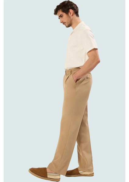 Erkek Normal Bel Geniş Paça Pantolon Rahat Kalıp Finike Dokuma Casual Stil Günlük Kullanım modelleri
