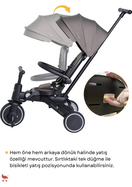 9in1 Hawk Çift Yönlü Katlanabilir Yatabilir Ayak Destekli Üç Tekerlekli Bebek ve Çocuk Bisikleti Siyah modelleri
