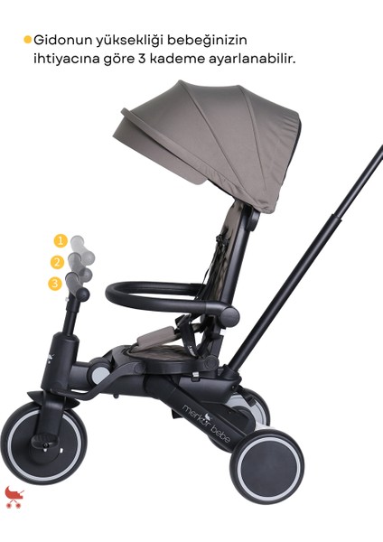 9in1 Hawk Çift Yönlü Katlanabilir Yatabilir Ayak Destekli Üç Tekerlekli Bebek ve Çocuk Bisikleti Premium Gold