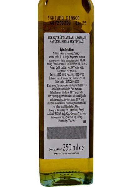 Beyaz Trüf Mantarı Aromalı Sızma Zeytinyağı 250 ml modelleri
