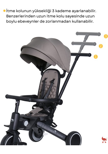 9in1 Hawk Çift Yönlü Katlanabilir Yatabilir Ayak Destekli Üç Tekerlekli Bebek ve Çocuk Bisikleti Yeşil