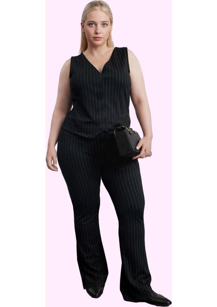 Kadın Regular Örme Pantolon Çizgili Yüksek Bel Geniş Paça Günlük Stil Yaz Aylarının Vazgeçilmezi fiyatları