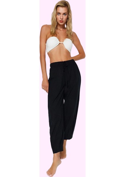 Kadın Lastikli Paça Dokuma Pantolon Pamuk Yazlık Plaj Giyim Günlük Kullanım Modern Tasarım fiyatları