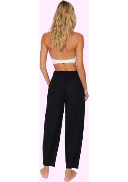 Kadın Lastikli Paça Dokuma Pantolon Pamuk Yazlık Plaj Giyim Günlük Kullanım Modern Tasarım modelleri