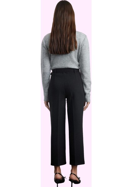 Kadın Dokuma Pantolon Kemer Detaylı Regular Boy Yüksek Bel Havuç Kalıp Yaz Aylarının Vazgeçilmezi modelleri