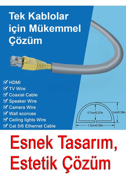 Esnek Kablo Kanalı Gri / GT-KK10 fiyatları